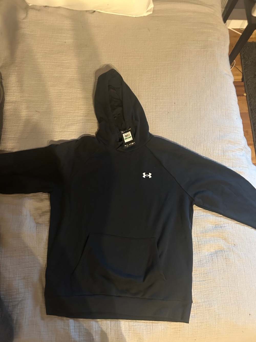 Under Armour Men's Black Pullover Hoodie with White Logo